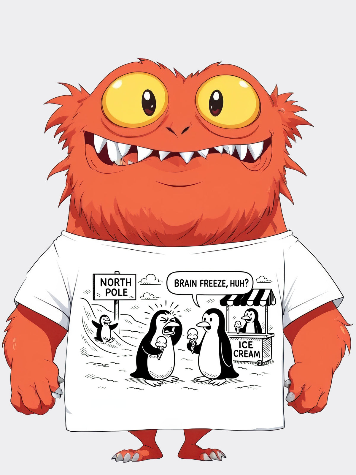 Brain Freeze, Huh? - Funny Penguin T-Shirt - Around the Corner Limited Collection - Sarcastic Graphic Tee