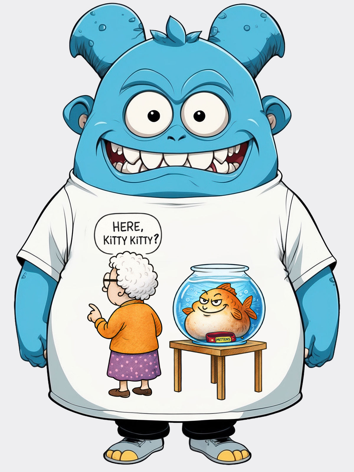 Here Kitty Kitty – Funny Goldfish Graphic Tee | MyMoodTee