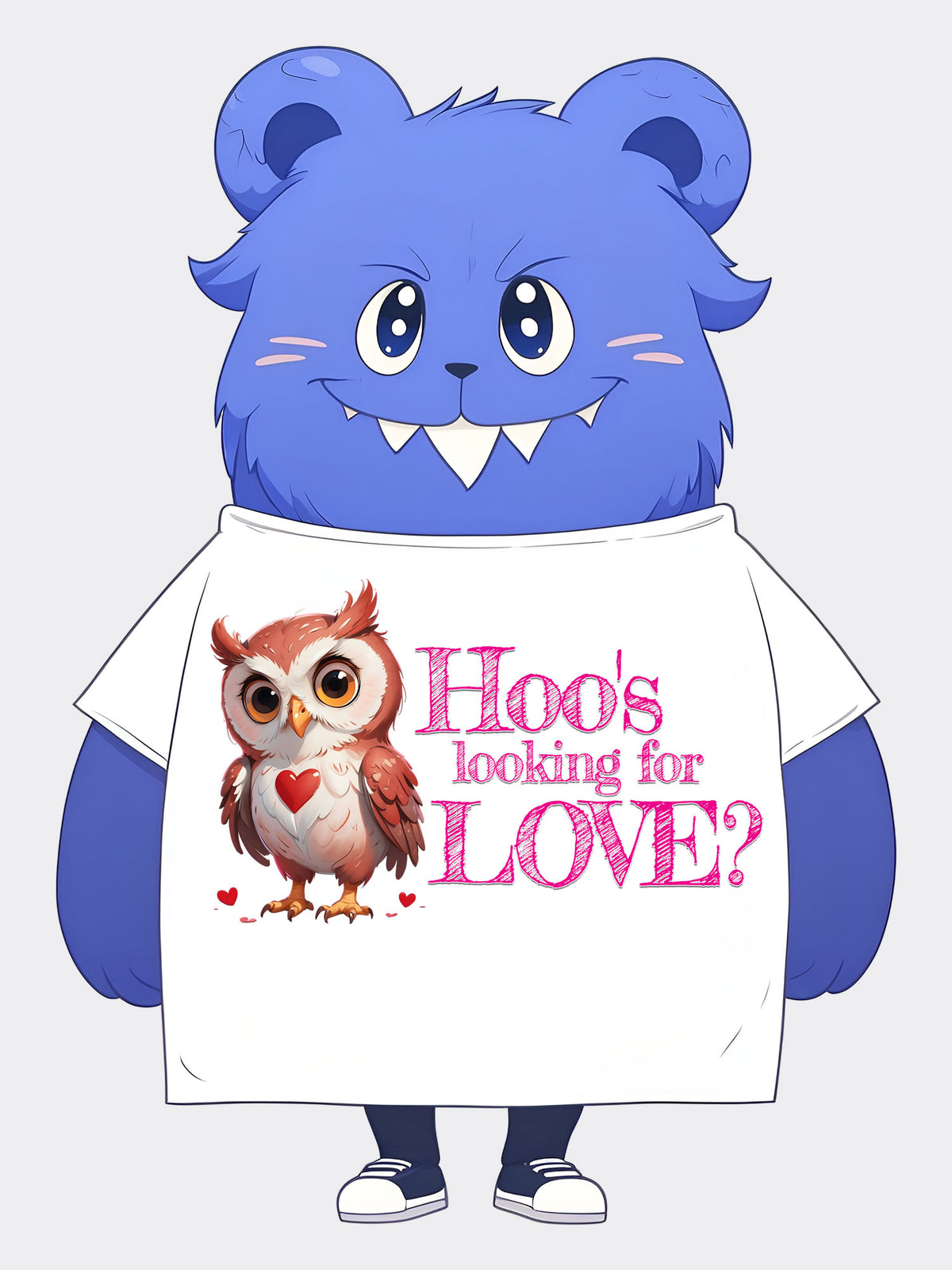 Hoo's Looking for Love - Classic Graphic Print Cotton Tee