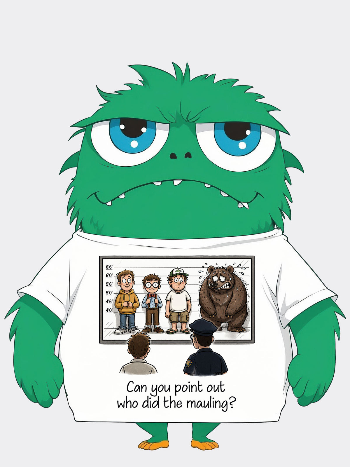Can You Point Out Who Did the Mauling? - Mens Funny Graphic T-Shirt - Around the Corner Limited Collection Sarcastic Humor Tee