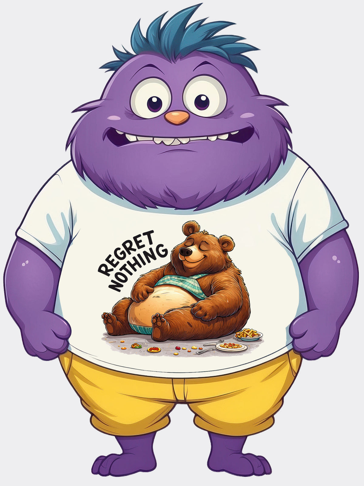 Regret Nothing - Funny Bear Sarcastic Food Humor Tee
