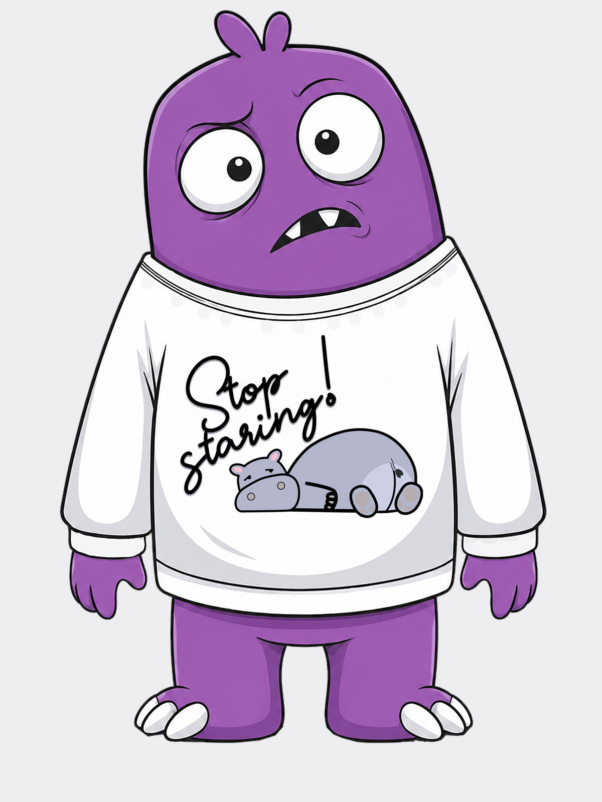 Stop Staring - Graphic Print Funny Sarcastic Cotton Long Sleeve Tee