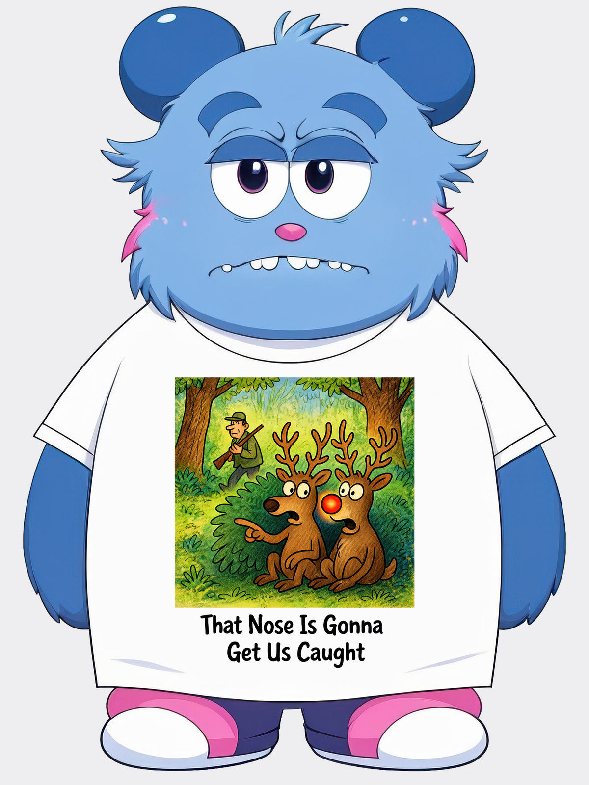 That Nose Is Gonna Get Us Caught - Funny Christmas Reindeer Humor Tee - Around the Corner Limited Edition