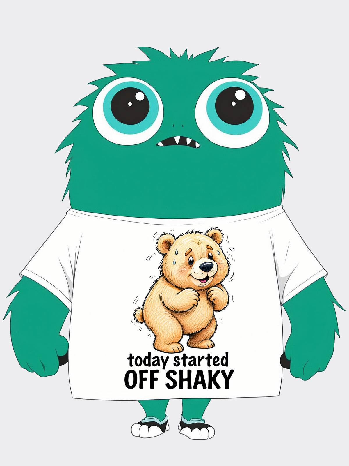 Today Started Off Shaky Funny Bear T-Shirt | Sarcastic Morning Mood Graphic Tee